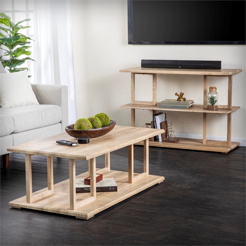 sei furniture markworth geometric console table in natural