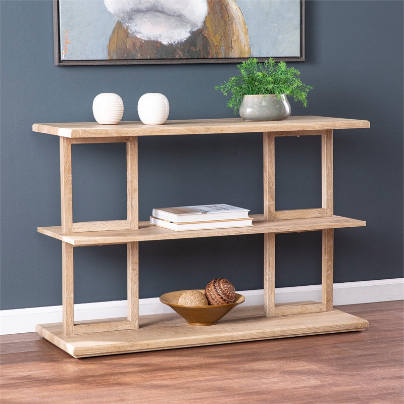 sei furniture markworth geometric console table in natural