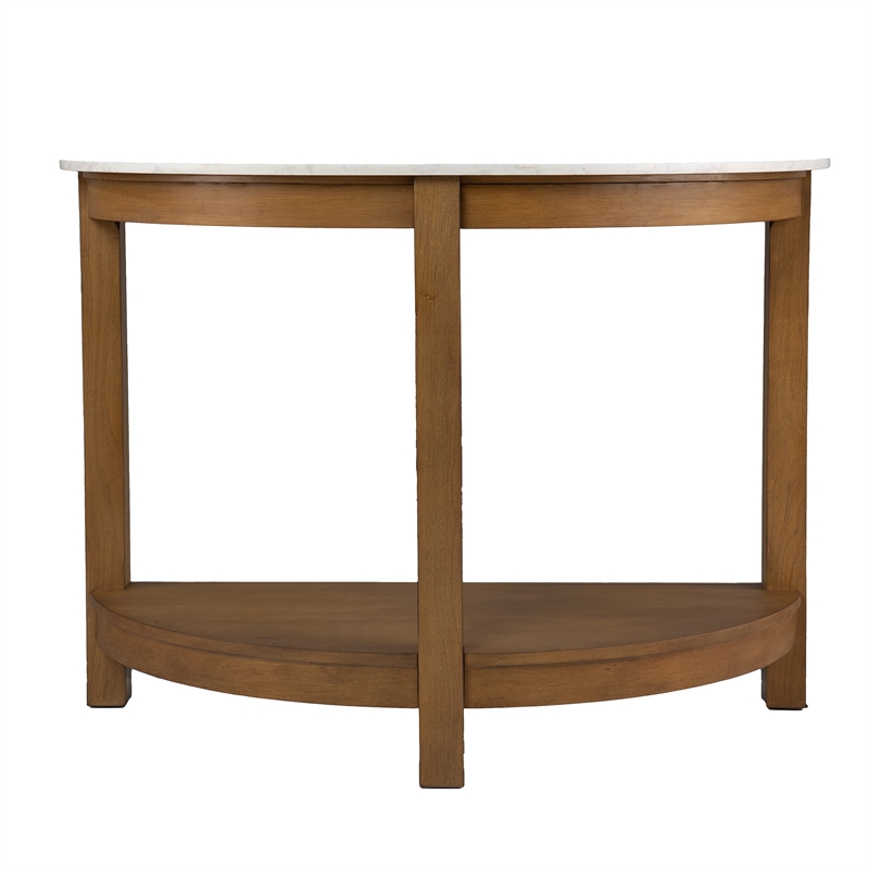 SEI Furniture Chandlen Demilune Console Table in White-Natural