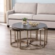 SEI Furniture Lachlan Round Metal Nested Coffee Table Set in Champagne/Espresso