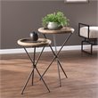 SEI Furniture Crellon Glass-Top Round End Table Set in Natural/Black