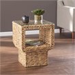 SEI Furniture Pallston Woven Water Hyacinth Glass-Top End Table in Natural