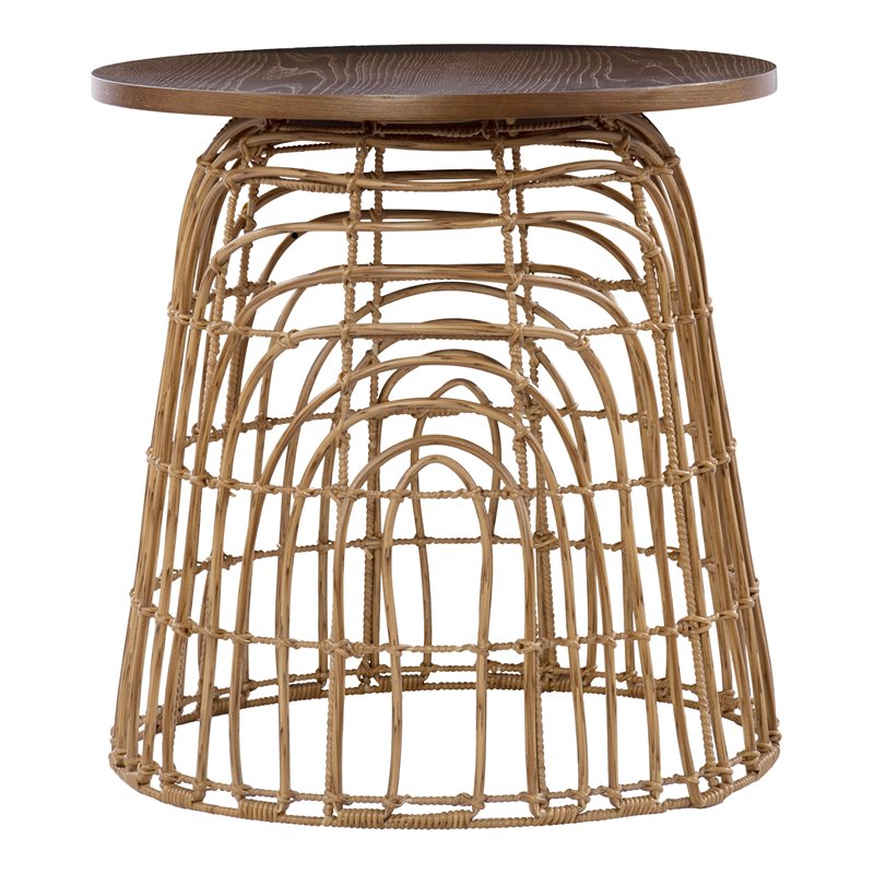 SEI Furniture Weaverdon Round Wood-Top End Table in Natural