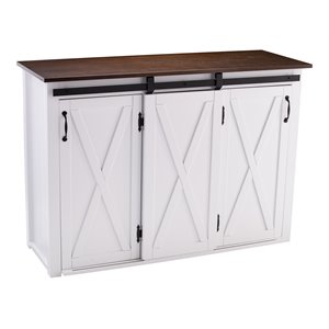 sei furniture leshire engineered wood barn-door kitchen island dark brown/white