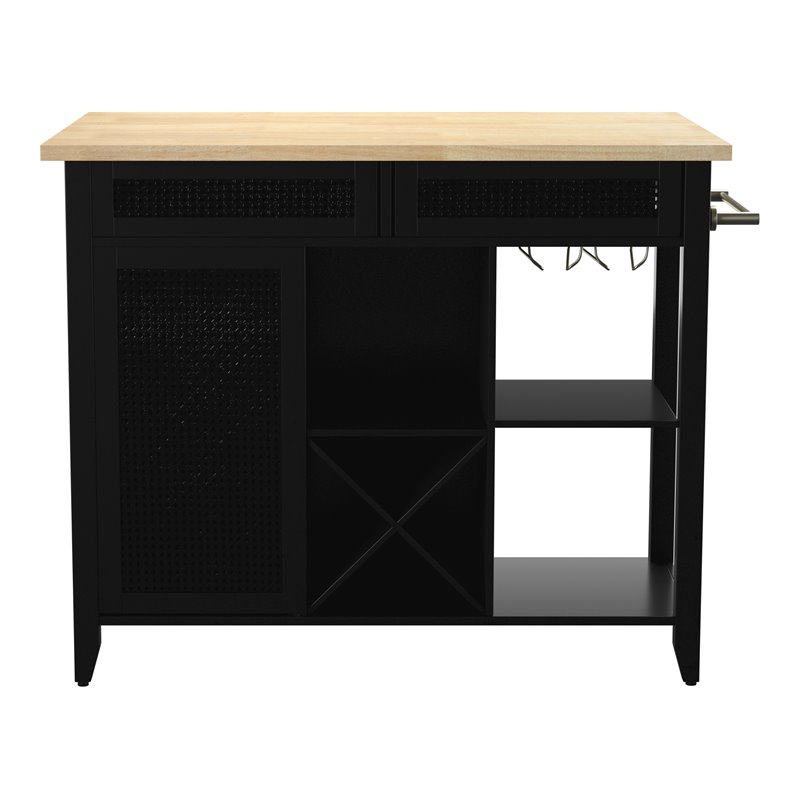 SEI Furniture Bramlage Expandable Freestand Kitchen Island Black/Natural