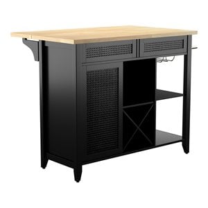 SEI Furniture Bramlage Expandable Freestand Kitchen Island Black/Natural