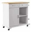 SEI Furniture Warkin Engineered Wood Rolling Kitchen Island in White/Natural