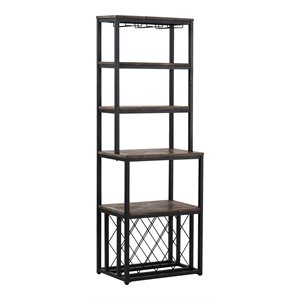 sei furniture aldwych wood and metal frame bakers rack in black/distressed fir