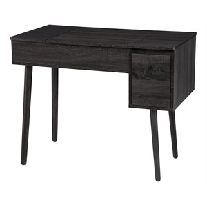 SEI Furniture Harzen Storage Vanity Desk with Mirror in Black