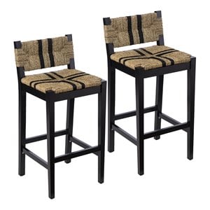 SEI Furniture Gallacano 38.5&quot Seagrass Barstools in Black/Natural (Set of 2)