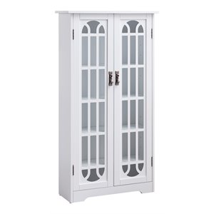 SEI Furniture Display Cabinet with Windowpane Glass Doors in White