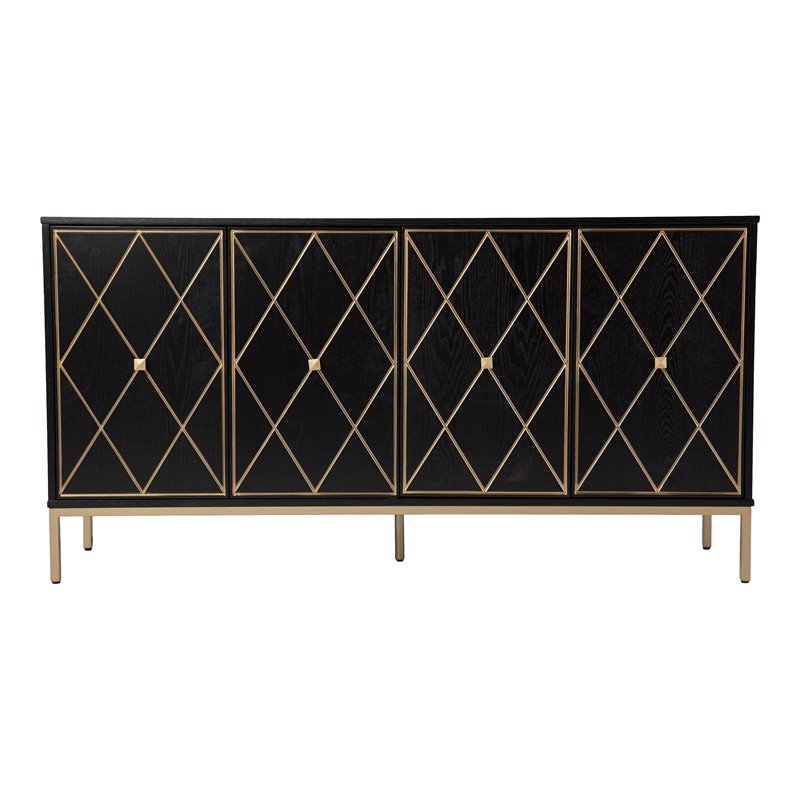 SEI Furniture Marradi Sideboard Cabinet with Storage in Black/Gold