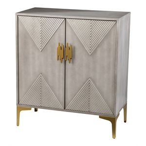 sei furniture lantara modern storage cabinet in gray washed/gold