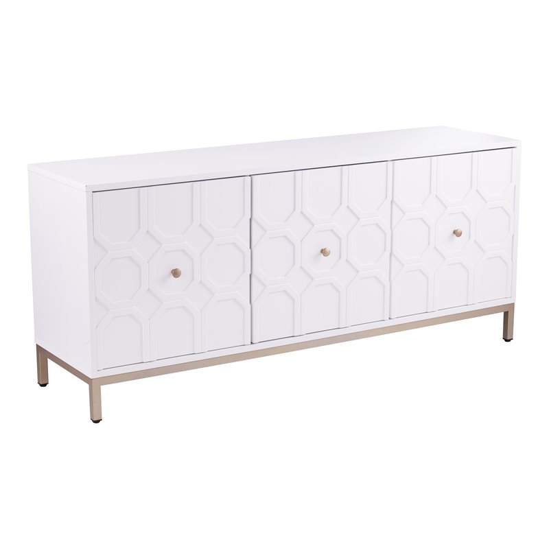 SEI Furniture Gramdlynn 3-Door Accent Cabinet in Antique White