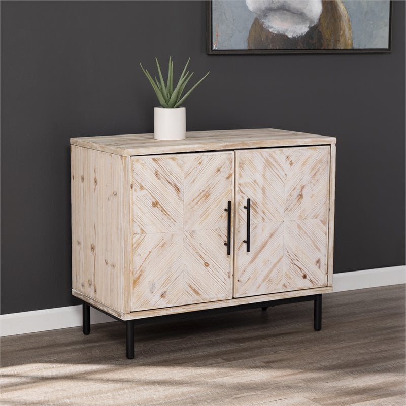 SEI Furniture Eslanton Anywhere Cabinet in White Washed/Dark Stained