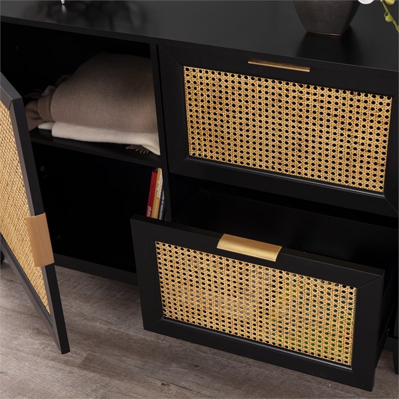 SEI Furniture Chekshire Anywhere Storage Cabinet in Black/Natural