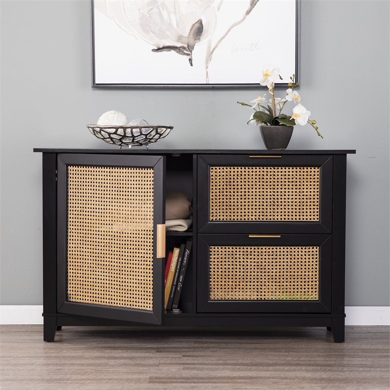 SEI Furniture Chekshire Anywhere Storage Cabinet in Black/Natural