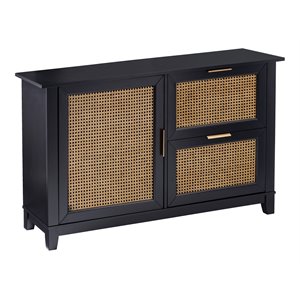 SEI Furniture Chekshire Anywhere Storage Cabinet in Black/Natural