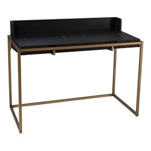 SEI Furniture Caldlin Engineered Wood Flip-Top Desk with Storage in Black/Gold