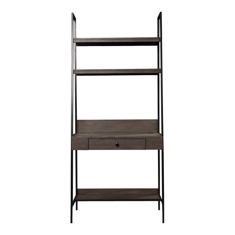 SEI Furniture Lizvan Ladder Desk with Storage in Gray/Brown/Black