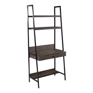 SEI Furniture Lizvan Ladder Desk with Storage in Gray/Brown/Black