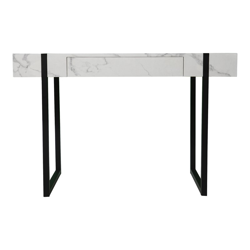 SEI Furniture Rangley Modern Desk in Black with White Faux Marble