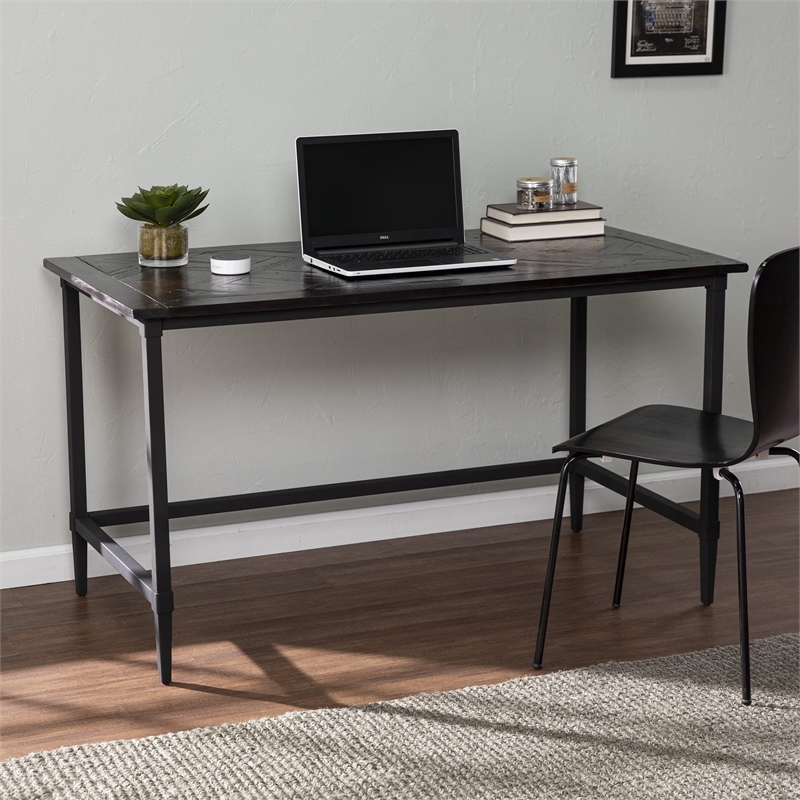 SEI Furniture Lawrenny Contemporary Reclaimed Wood Desk in Black