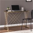 SEI Furniture Dezby Modern Tempered Metal and Glass-Top Desk in Gold