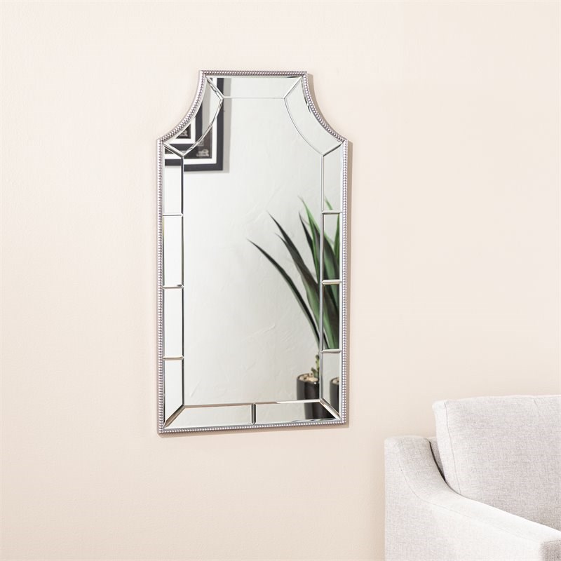 SEI Furniture Leaston Decorative Wall Mirror with Silver Frame