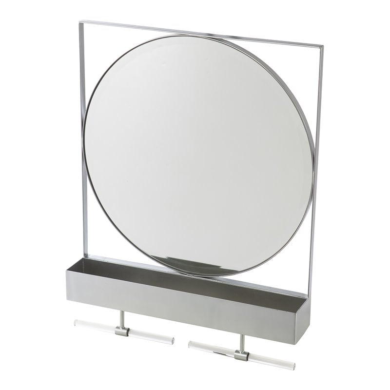 SEI Furniture Anthrop Decorative Mirror with Storage in Silver