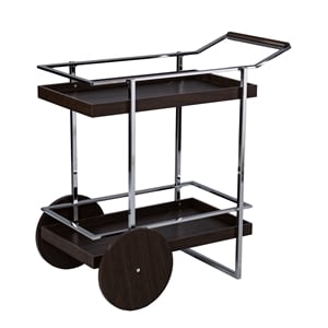 Southern Enterprises Dorben Wood and Iron Rolling Bar Cart in Brown