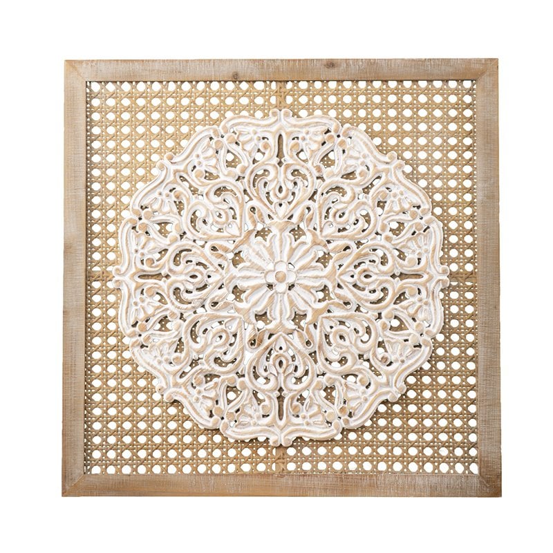 SEI Furniture Heraldi Wall Decor Panel in Natural/Distressed White