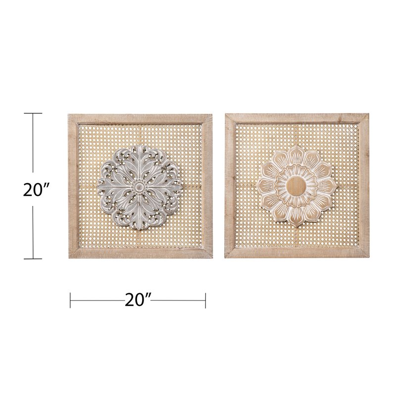 SEI Furniture Lamsting Wall Panels in Natural/Distressed White (Set of 2)