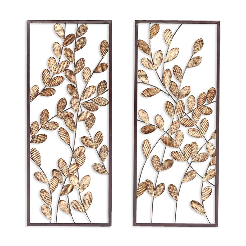 SEI Furniture Binet Metal Wall Decors in Dark Gold/Bronze (Set of 2)