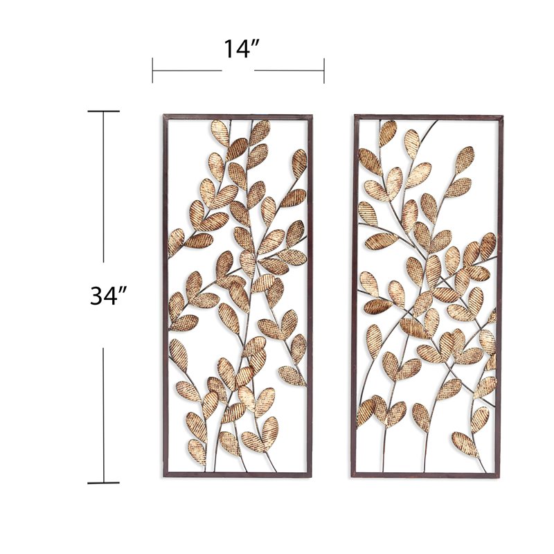 SEI Furniture Binet Metal Wall Decors in Dark Gold/Bronze (Set of 2)