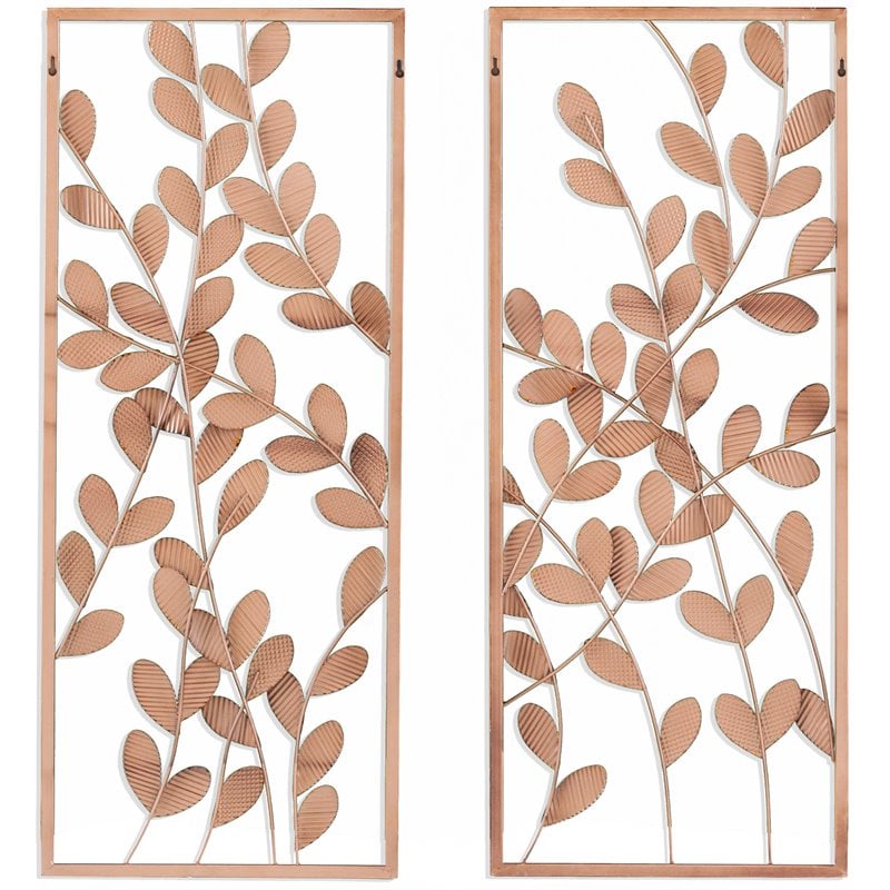 SEI Furniture Binet Metal Wall Decors in Dark Gold/Bronze (Set of 2)