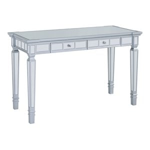 SEI Furniture Glenview Glam Writing Desk in Mirrored/Matte Silver