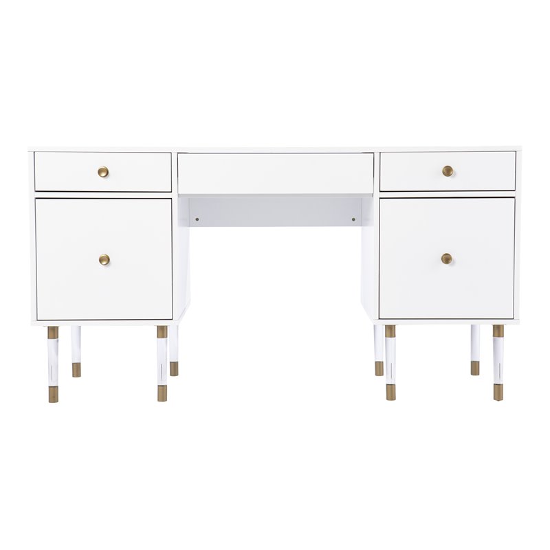 SEI Furniture Helston Modern Engineered Wood Writing Desk in White