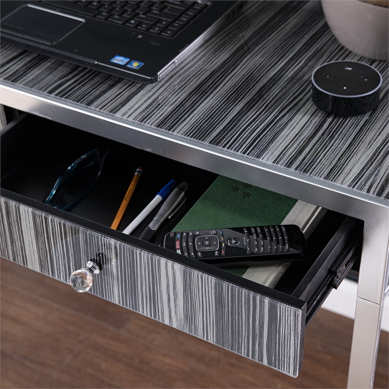 SEI Furniture Harpsden Engineered Wood Writing Desk in Silver/Black