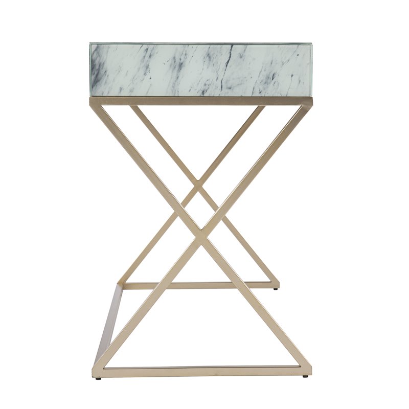 SEI Furniture Kamblemore Writing Desk in Gold/Gray/White Faux Marble