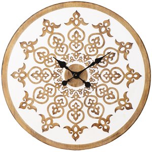 SEI Furniture Moravelle Round Wall Clock in White/Natural/Black