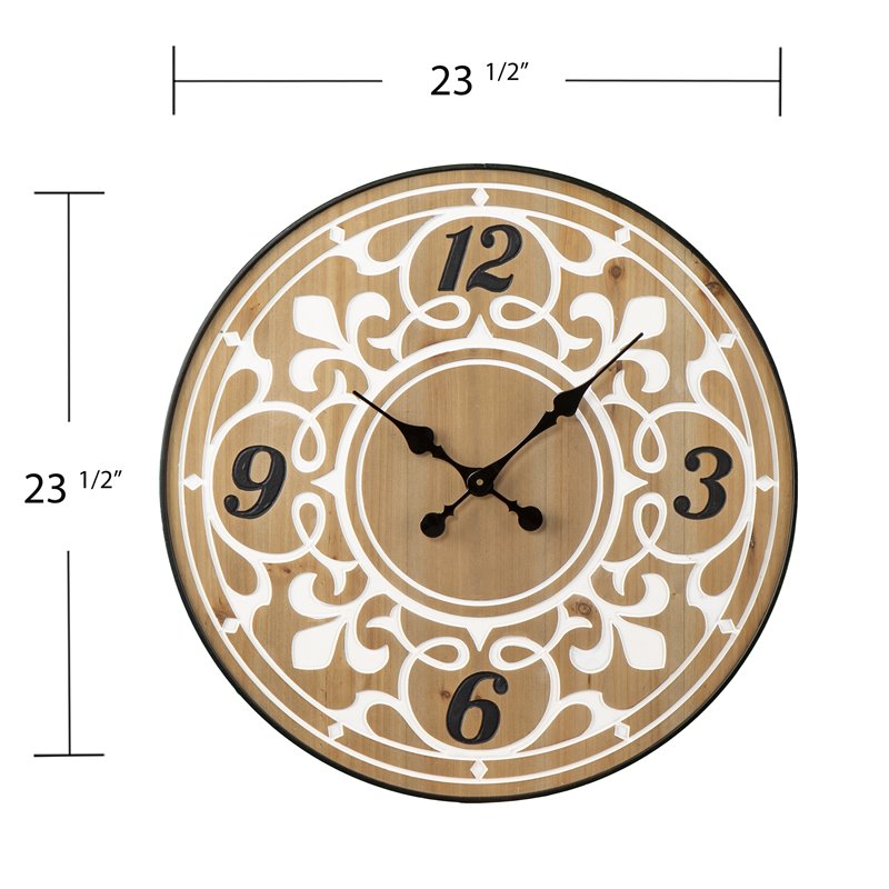 SEI Furniture Aprille Round Wall Clock in Natural/White/Black