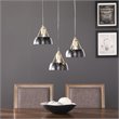 SEI Furniture Renmarco 3-Light Cluster Pendant in Black/Antique Brass