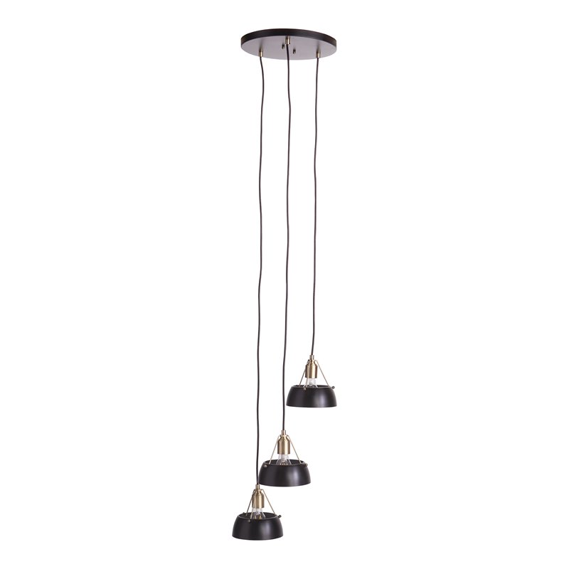 SEI Furniture Renmarco 3-Light Cluster Pendant in Black/Antique Brass