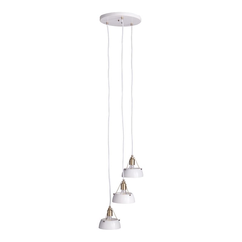 SEI Furniture Renmarco 3-Light Cluster Pendant in White/Antique Brass
