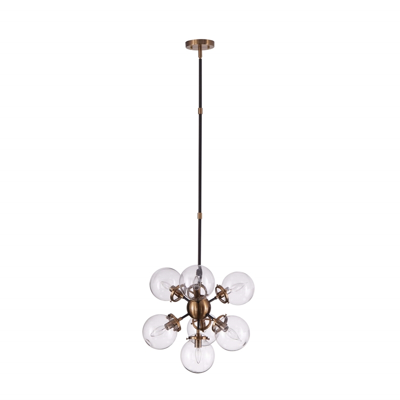 SEI Furniture Boltonly Contemporary 7-Light Pendant Lamp in Black/Gold
