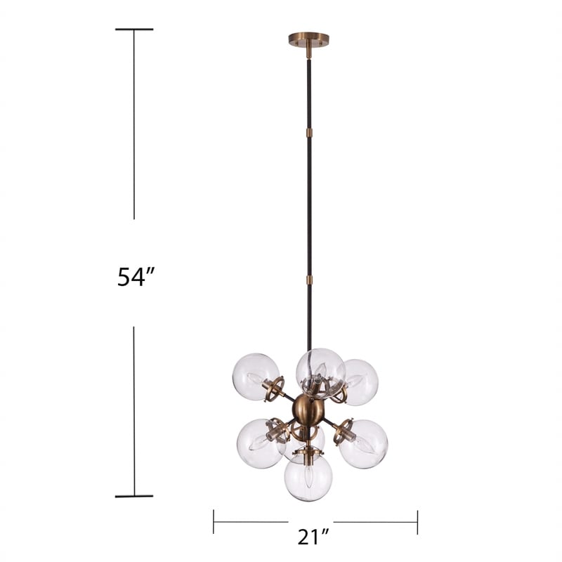 SEI Furniture Boltonly Contemporary 7-Light Pendant Lamp in Black/Gold