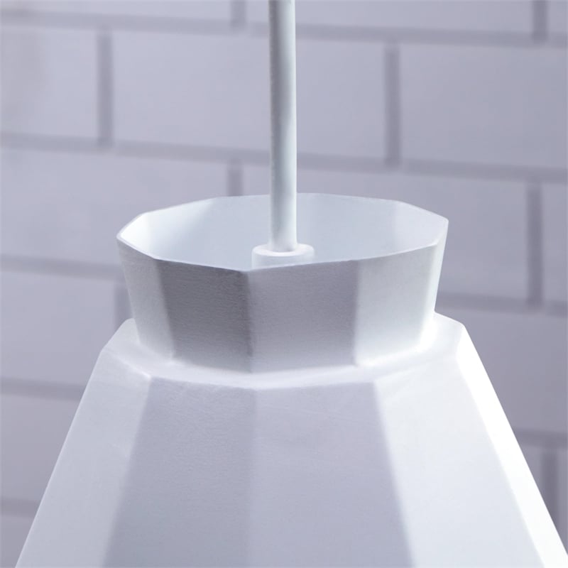 SEI Furniture Millie Transitional Iron Metal Pendant Lamp in Matte White