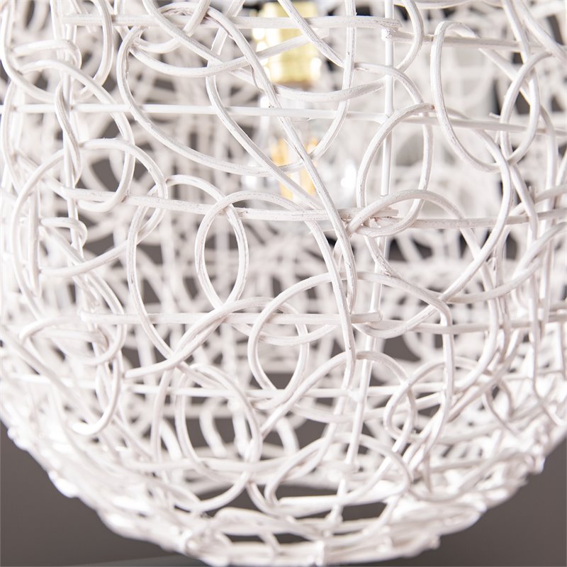 SEI Furniture Alakesh Round Woven Pendant Lamp Shade in White