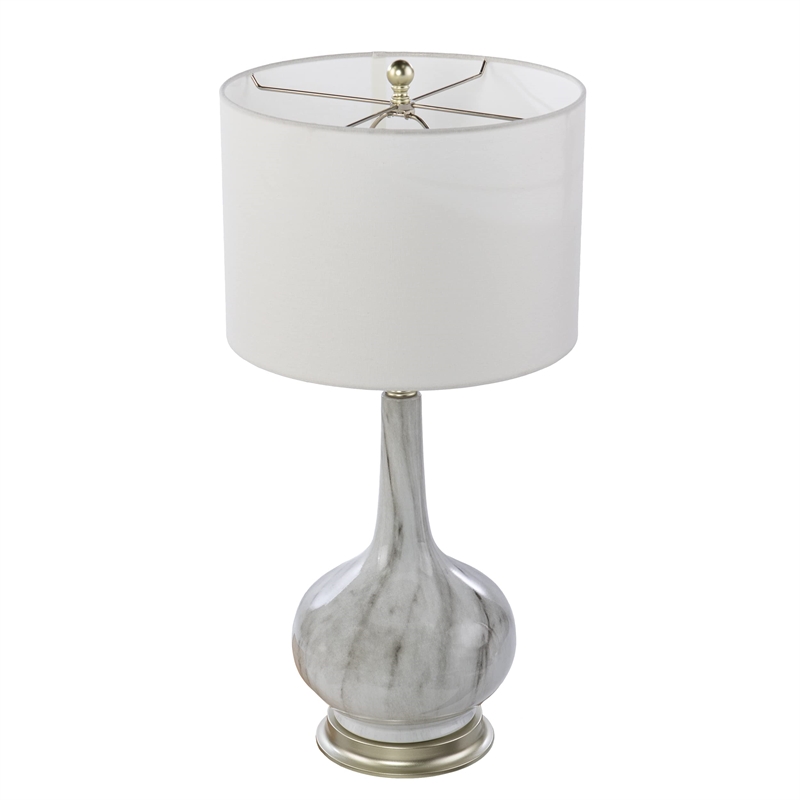 SEI Furniture Nyledon Table Lamp with Drum Shade in White/Gray/Silver